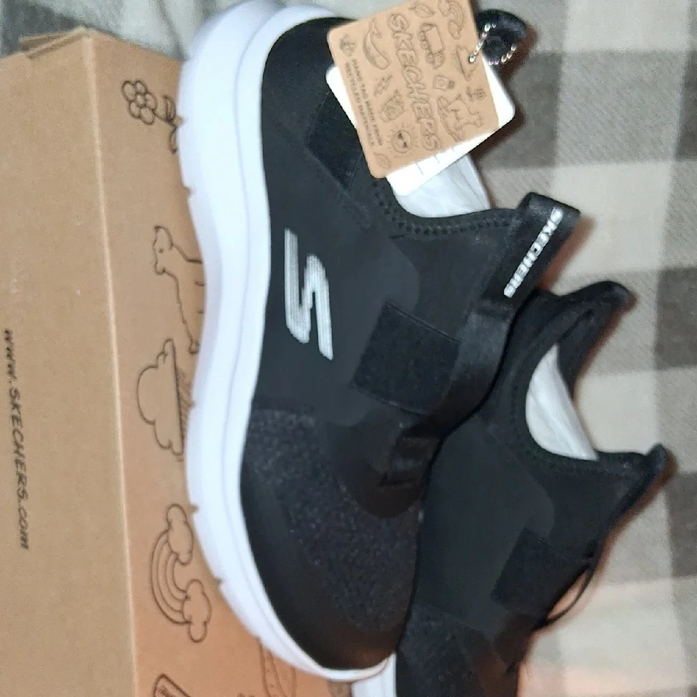 Skechers Boy’s Black and White Slip-On Athletic Sneakers